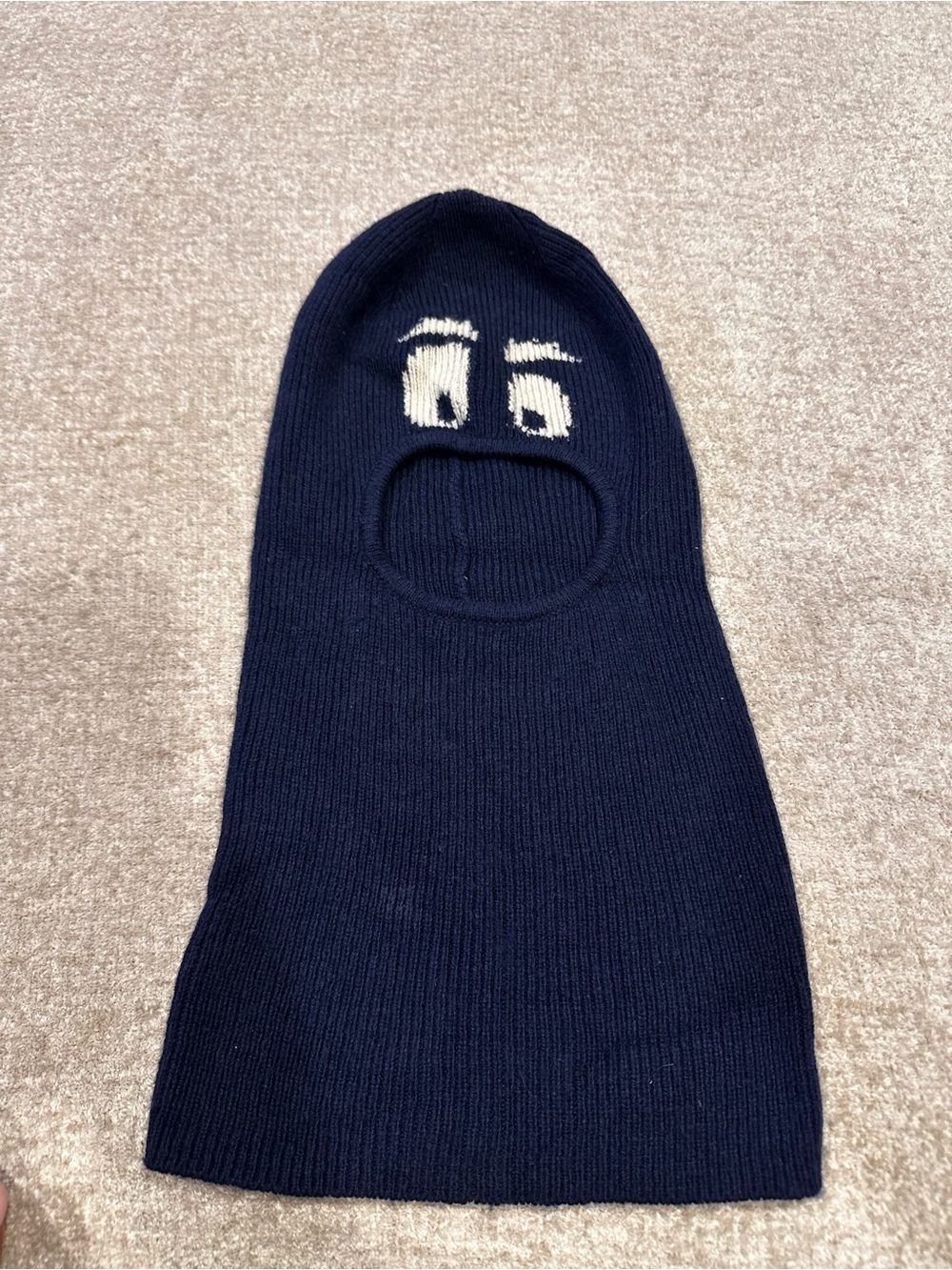 Kids Navy Knit Balaclava with White Face Detail